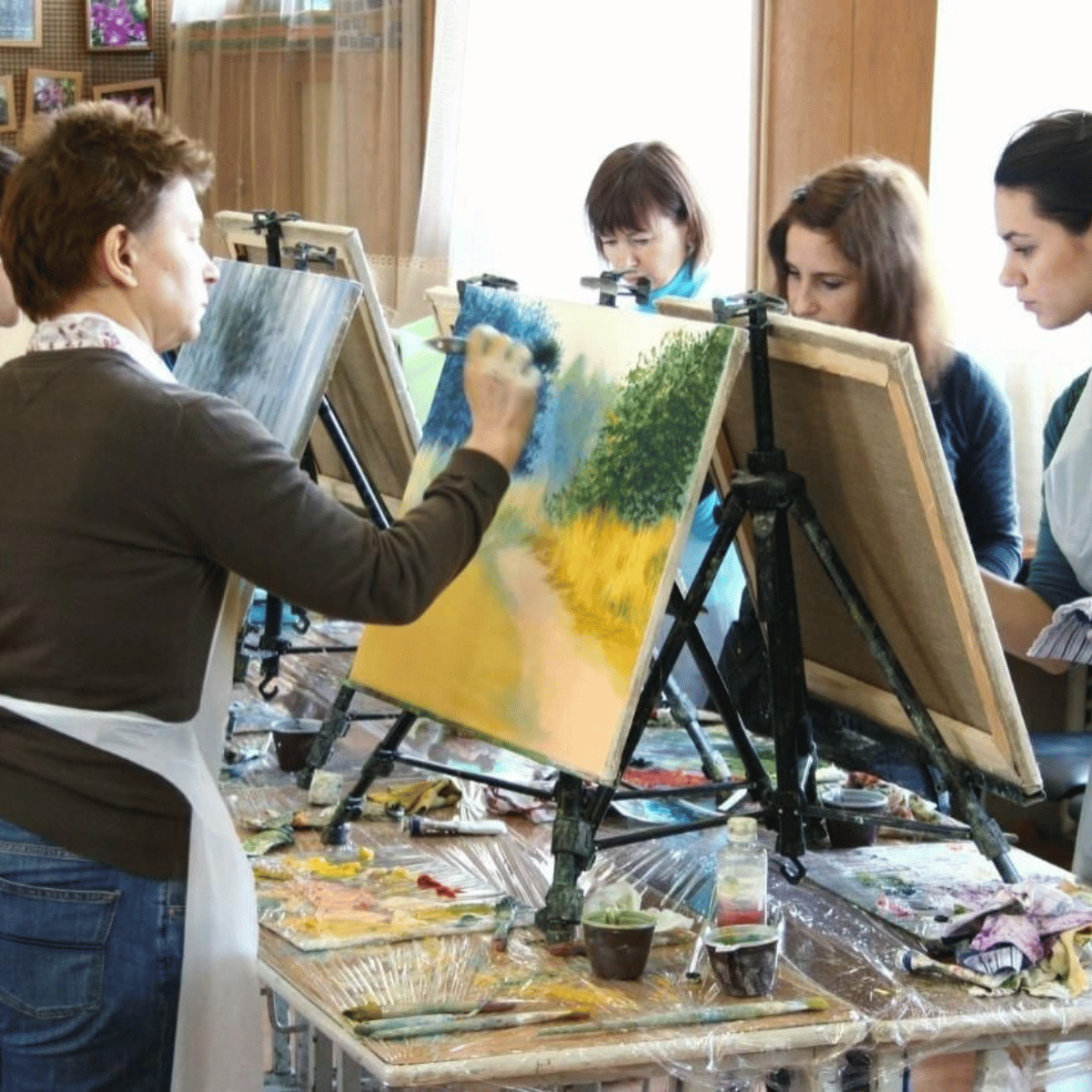 Clase de dibujo al aire libre